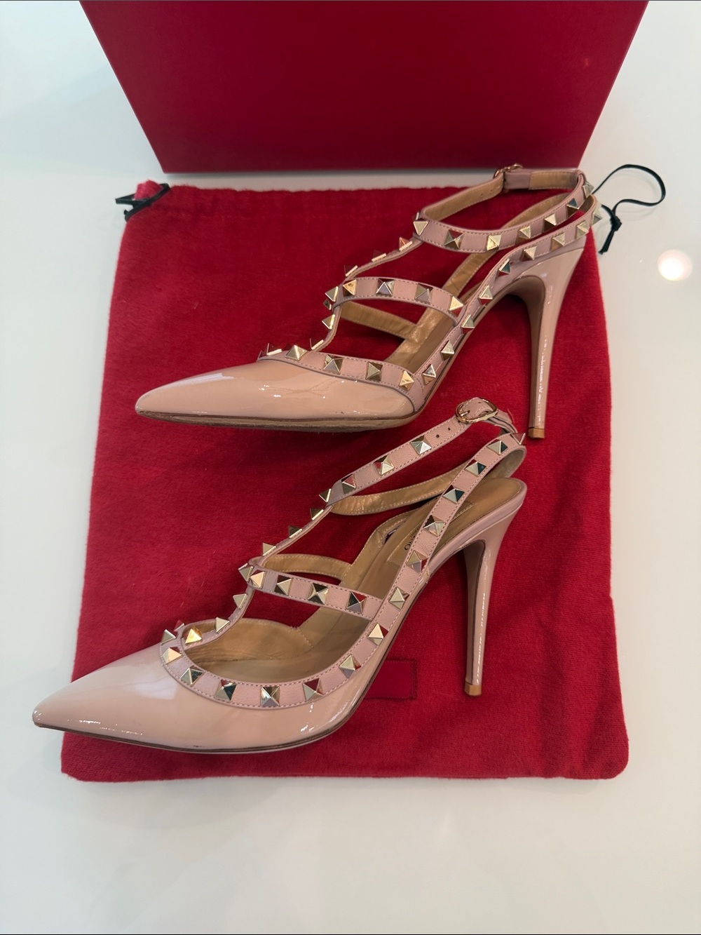 Valentino Nude Patent Leather Rockstud Strap Pumps - Picture 6 of 9